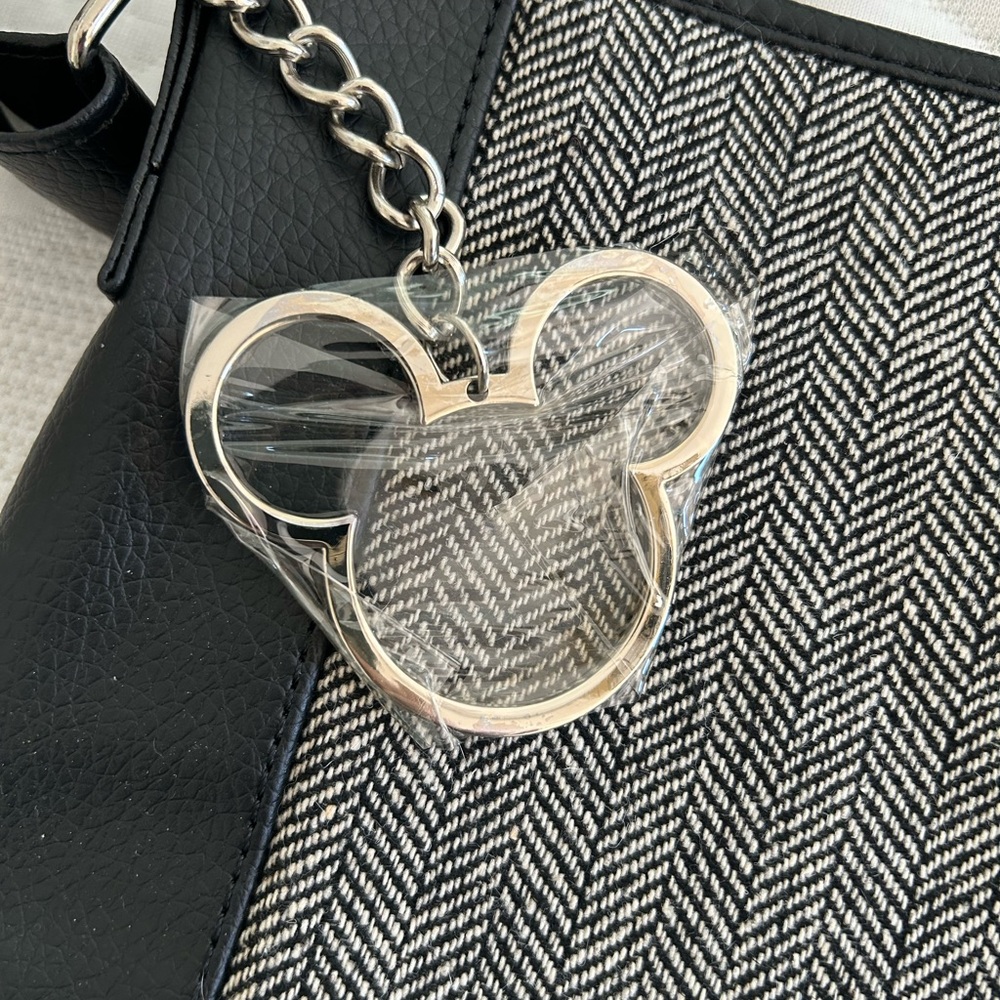 NWT Disney Herringbone Tote Bag with Mickey charm - Picture 2 of 11